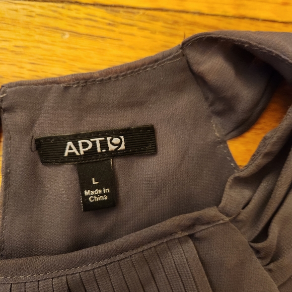 Apt. 9 Dark Gray Pleated Ruffleneck Sleeveless Lined Blouse Women's Size L - Picture 3 of 13